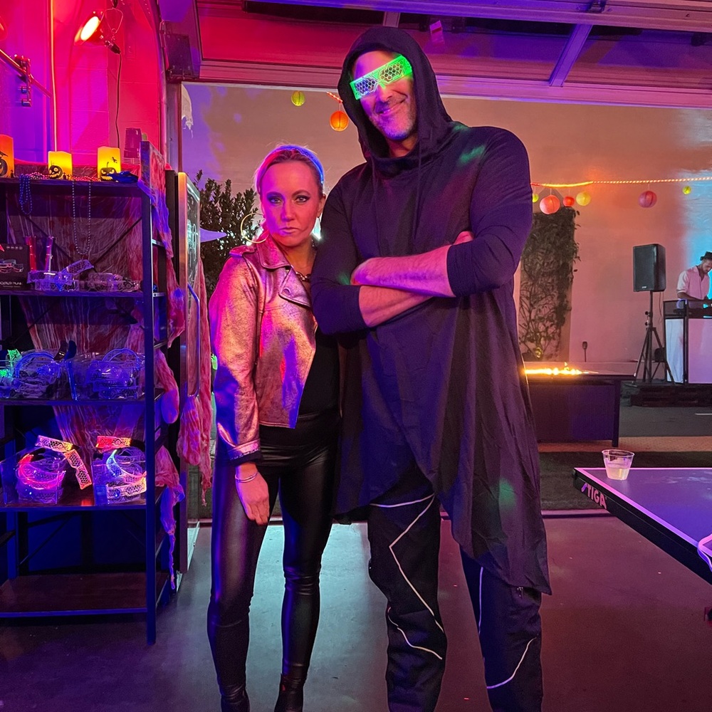 Black Hooded mens costume festival party Outfit